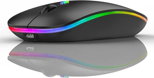 Wireless RGB Gaming Mouse – Rechargeable Silent Click LED Mouse for Laptop & PC