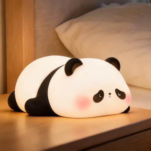 Cute Silicone Panda LED Night Light – Soft Touch Rechargeable Bedside Lamp for Kids & Home Decor